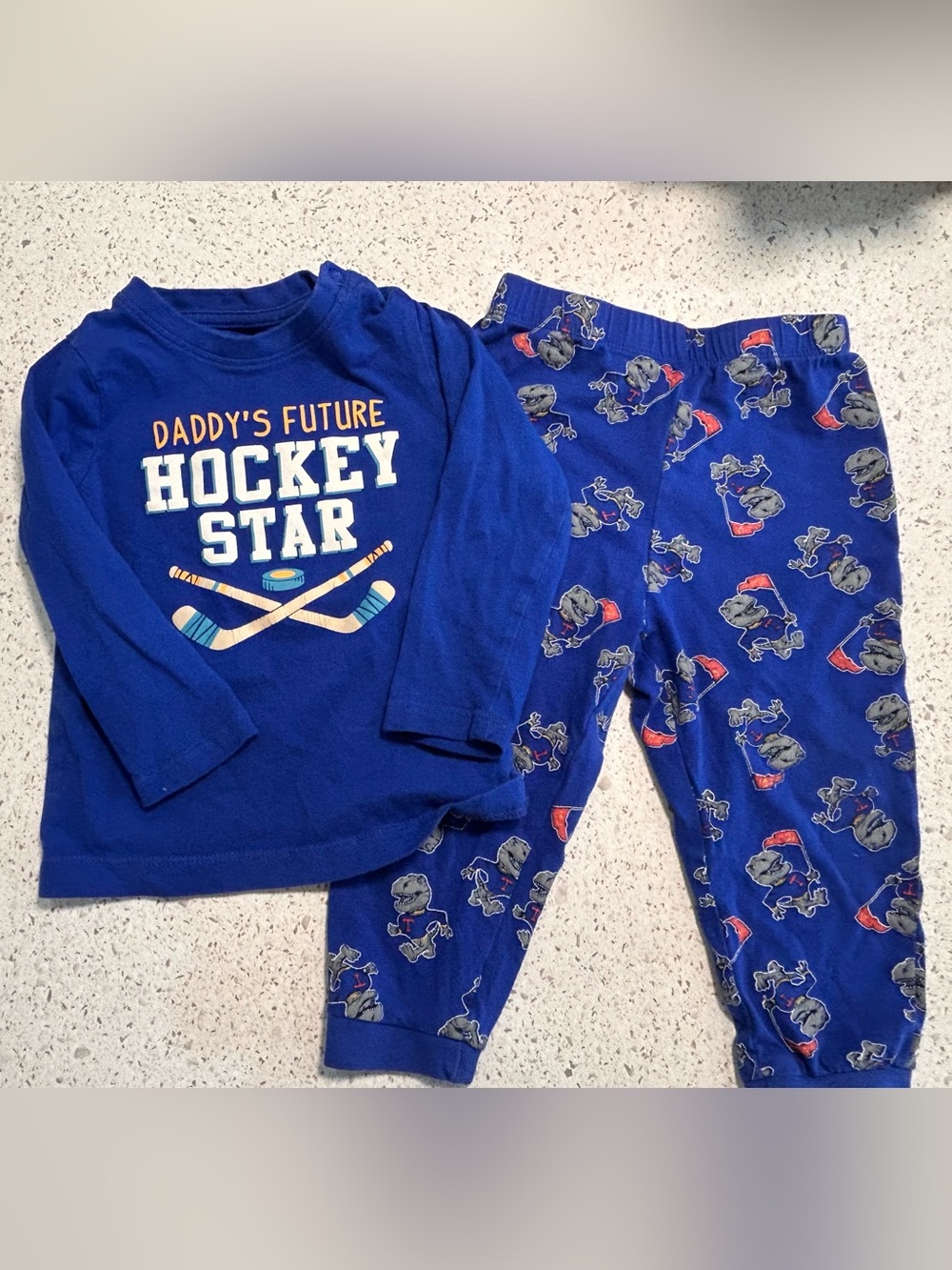 Kids Blue 'Daddy's Future Hockey Star' Pajama Set